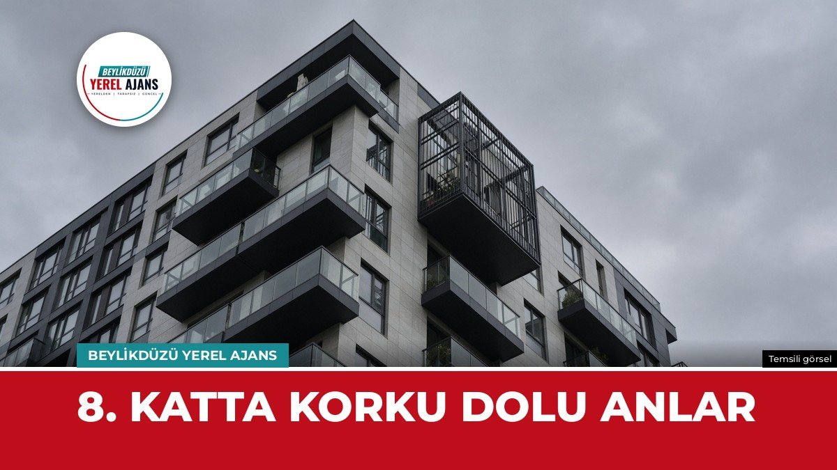 Beylikdüzü’nde 8. kat balkon duvarındaki kadın son anda içeri çekildi