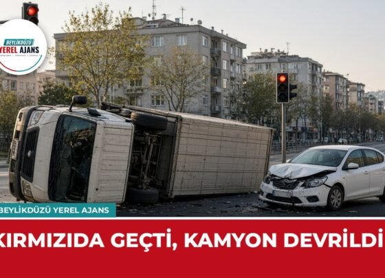 Hürriyet Bulvarı'nda kırmızı ışık ihlali: Kamyon devrildi – temsili görsel