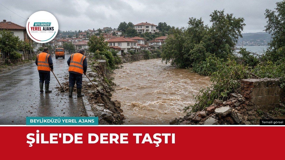 Şile’de Yeniköy Deresi taştı: Cadde sular altında, duvar yıkıldı