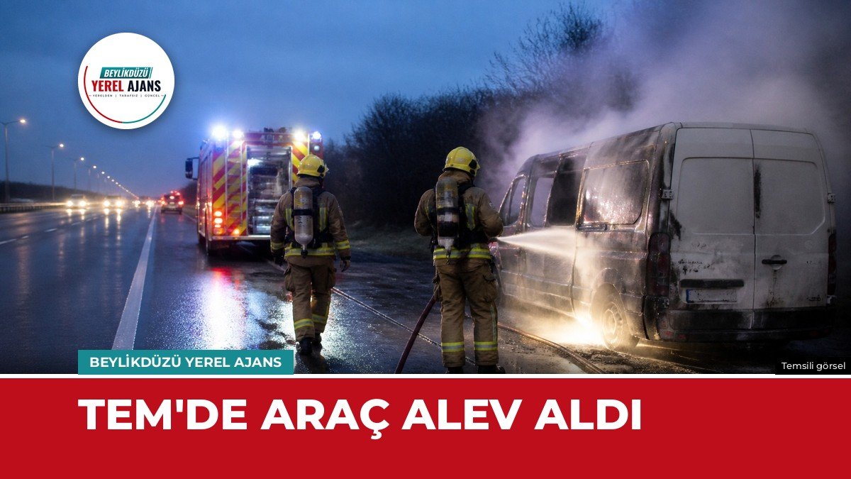 TEM Otoyolu’nda hafif ticari araç yandı, Edirne yönü yoğunlaştı